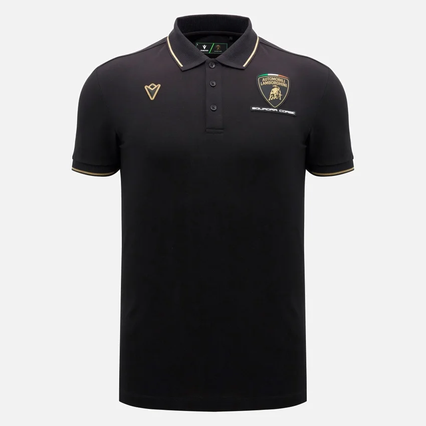 Automobili Lamborghini Squadra Corse Herren-Poloshirt in Schwarz Automobili Lamborghini Squadra Corse Herren-Poloshirt in Schwarz