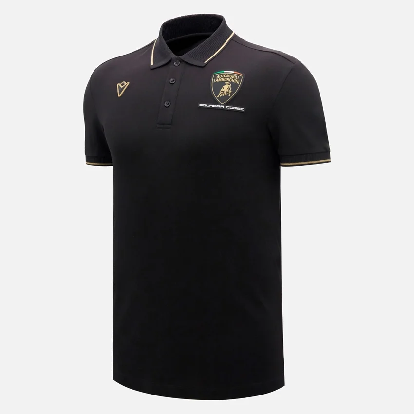 Automobili Lamborghini Squadra Corse Herren-Poloshirt in Schwarz Automobili Lamborghini Squadra Corse Herren-Poloshirt in Schwarz
