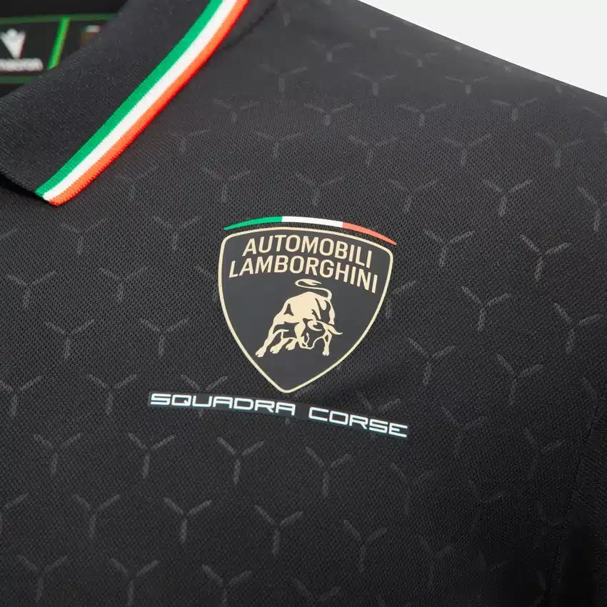 Automobili Lamborghini Squadra Corse Herren-Poloshirt in Schwarz Automobili Lamborghini Squadra Corse Herren-Poloshirt in Schwarz