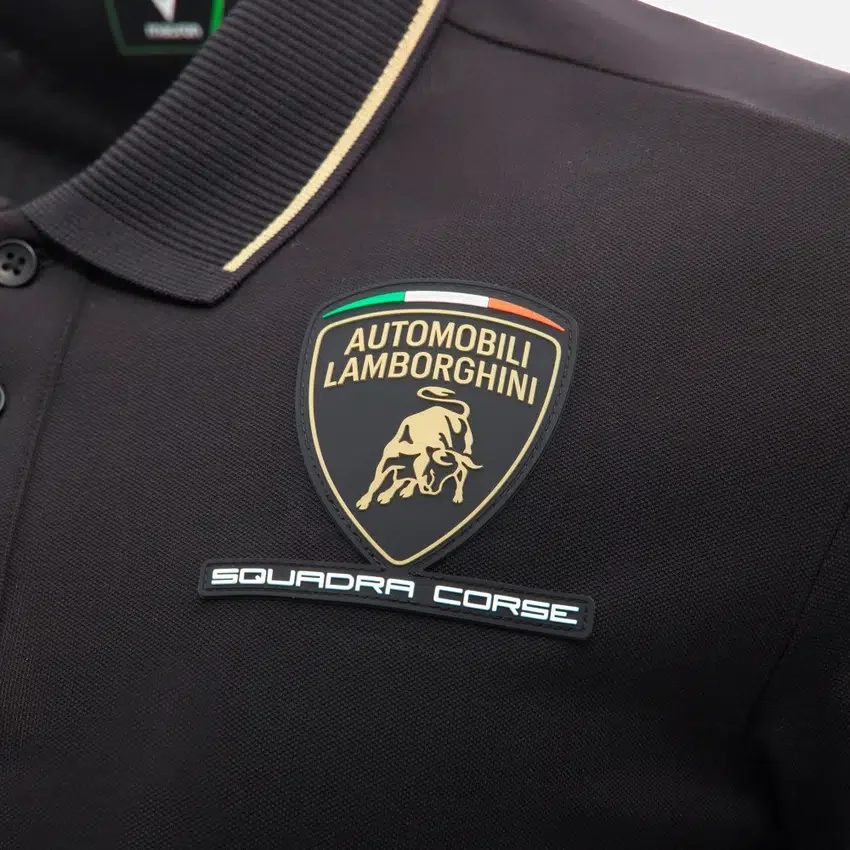 Automobili Lamborghini Squadra Corse Herren-Poloshirt in Schwarz Automobili Lamborghini Squadra Corse Herren-Poloshirt in Schwarz