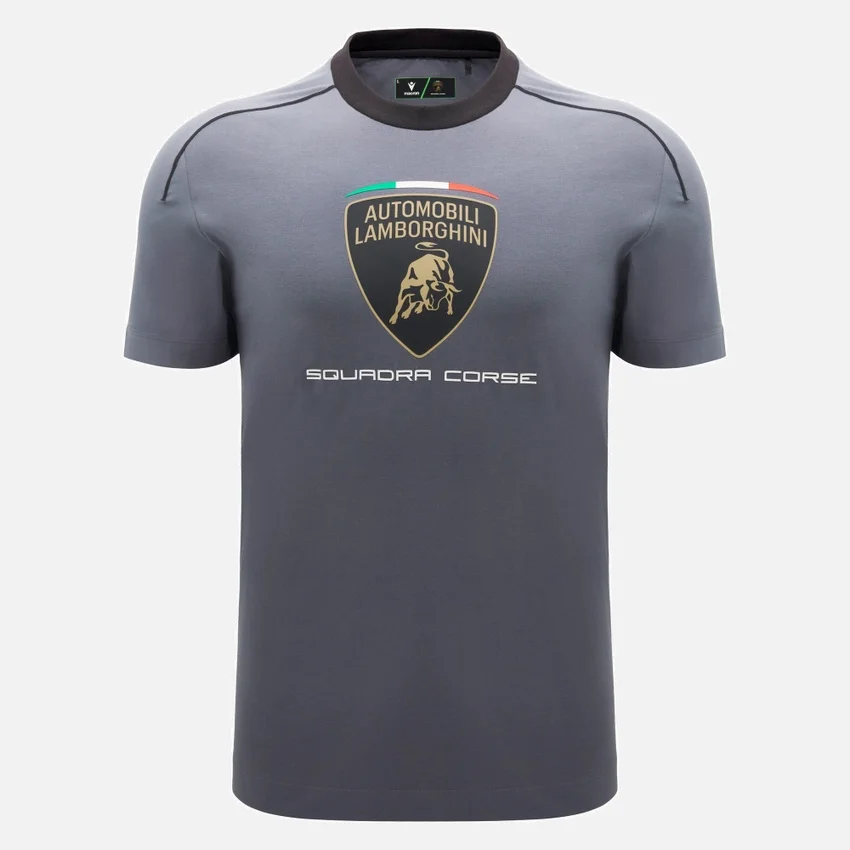Automobili Lamborghini Squadra Corse Herren-Sport-T-Shirt in Grau Automobili Lamborghini Squadra Corse Herren-Sport-T-Shirt in Grau