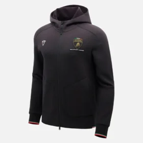 Automobili Lamborghini Squadra Corse Herren-Sweatshirt in Schwarz mit Dreifarb-Motiv und durchgehendem Reißverschluss