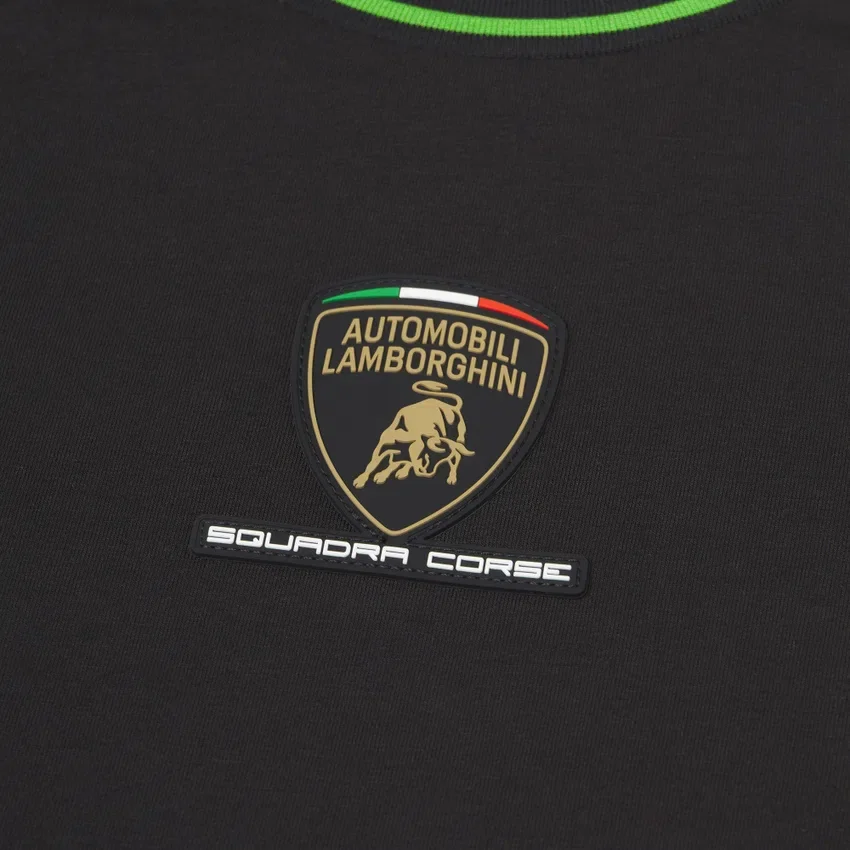 Automobili Lamborghini Squadra Corse Kinder-Sport-T-Shirts in Schwarz Automobili Lamborghini Squadra Corse Kinder-Sport-T-Shirts in Schwarz