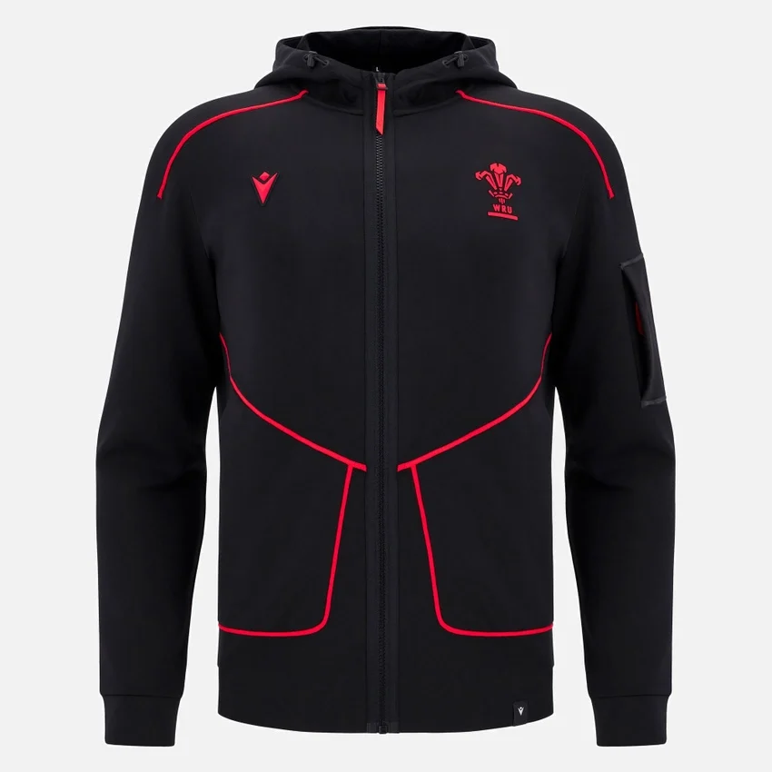 Welsh Rugby 2025/26 Schwarzer Athleisure Tech Hoodie Welsh Rugby 2025/26 Schwarzer Athleisure Tech Hoodie